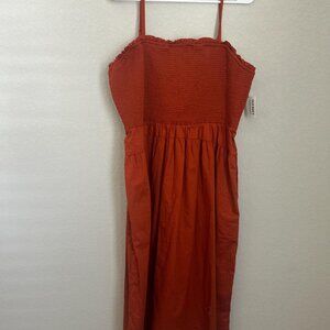 NWT Old Navy Burnt Orange Smocked Midi Dress XL | New With Tags Maxi